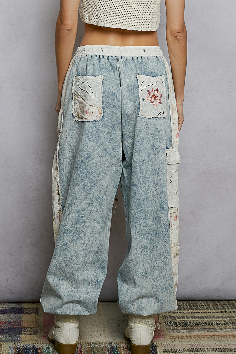 POL Floral Embroidered Cargo Pants