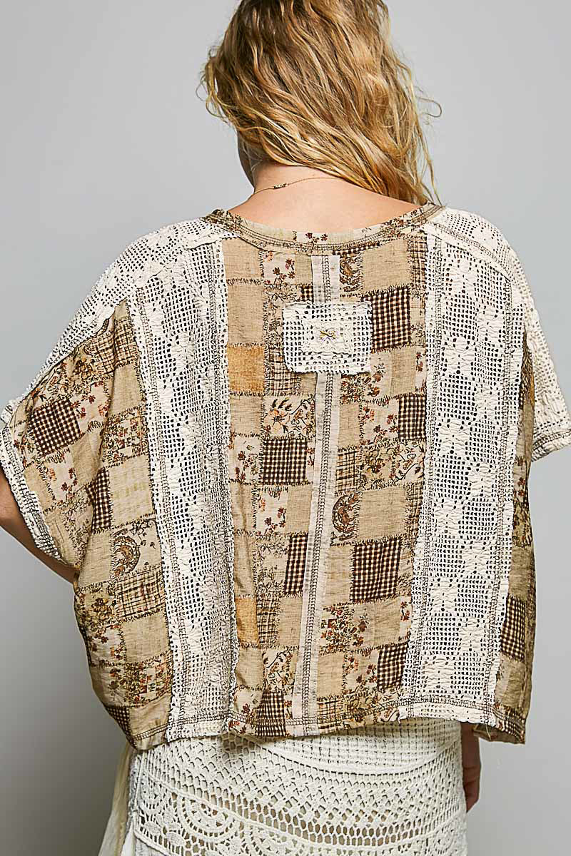POL Patchwork Boho Crop Top