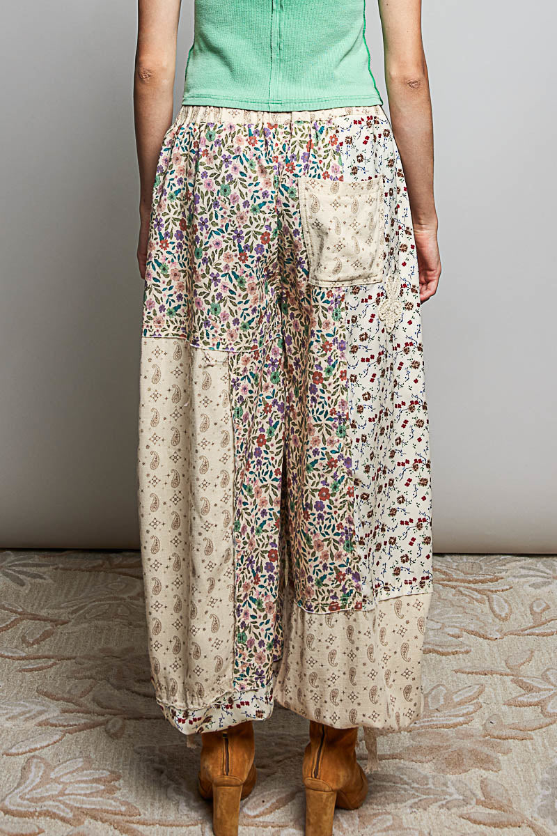 Wildflower Patchwork Wide-Leg Pants