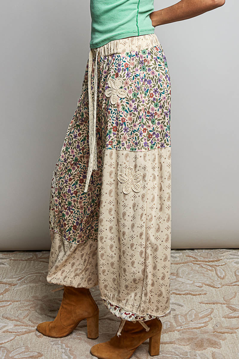 Wildflower Patchwork Wide-Leg Pants