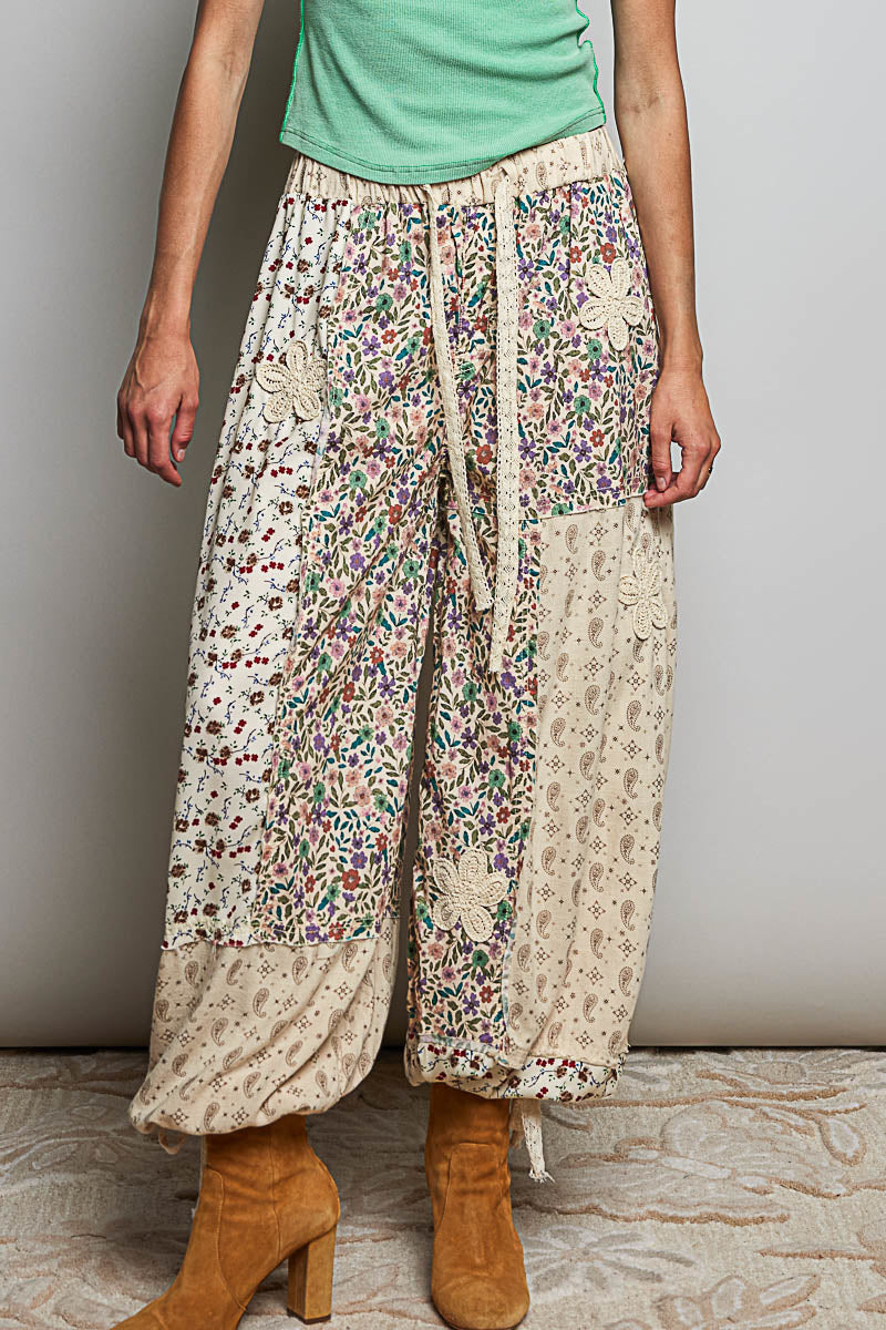 Wildflower Patchwork Wide-Leg Pants