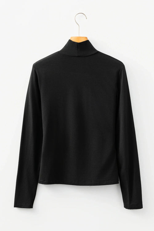 Black Mock Neck Basic Top