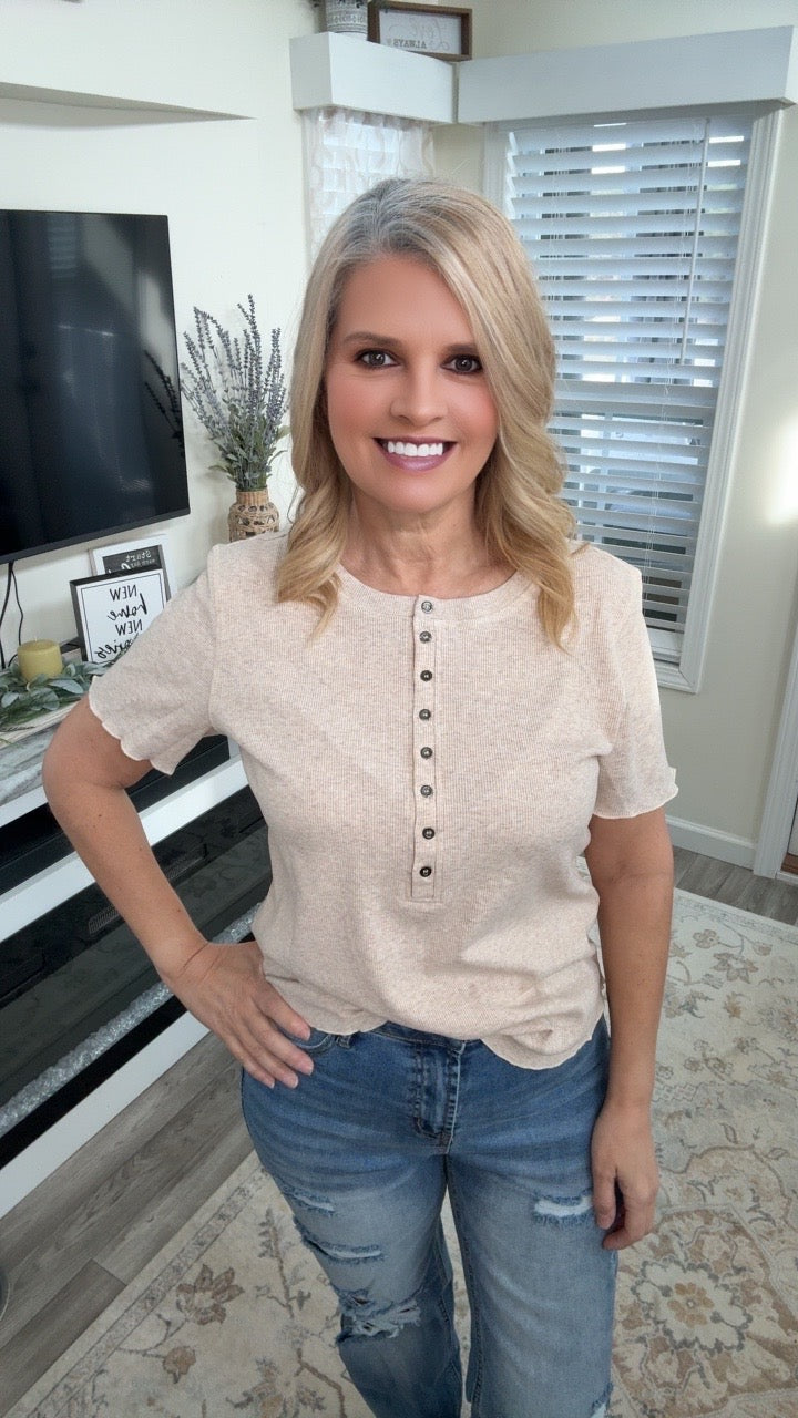 Ribbed Henley Top