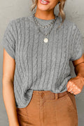 Silver Skies Cable Knit Sweater Top