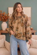 Floral Tie Neck Blouse