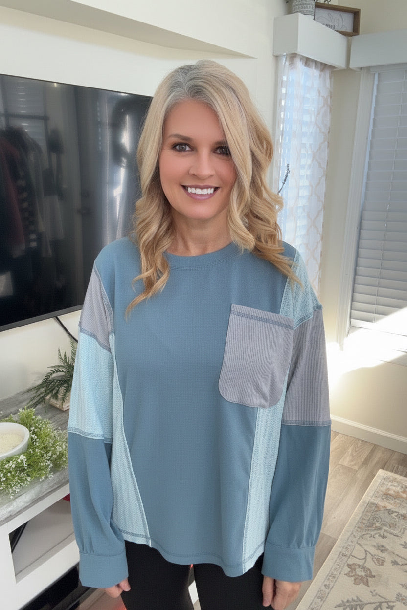 Color Block Thermal Pullover
