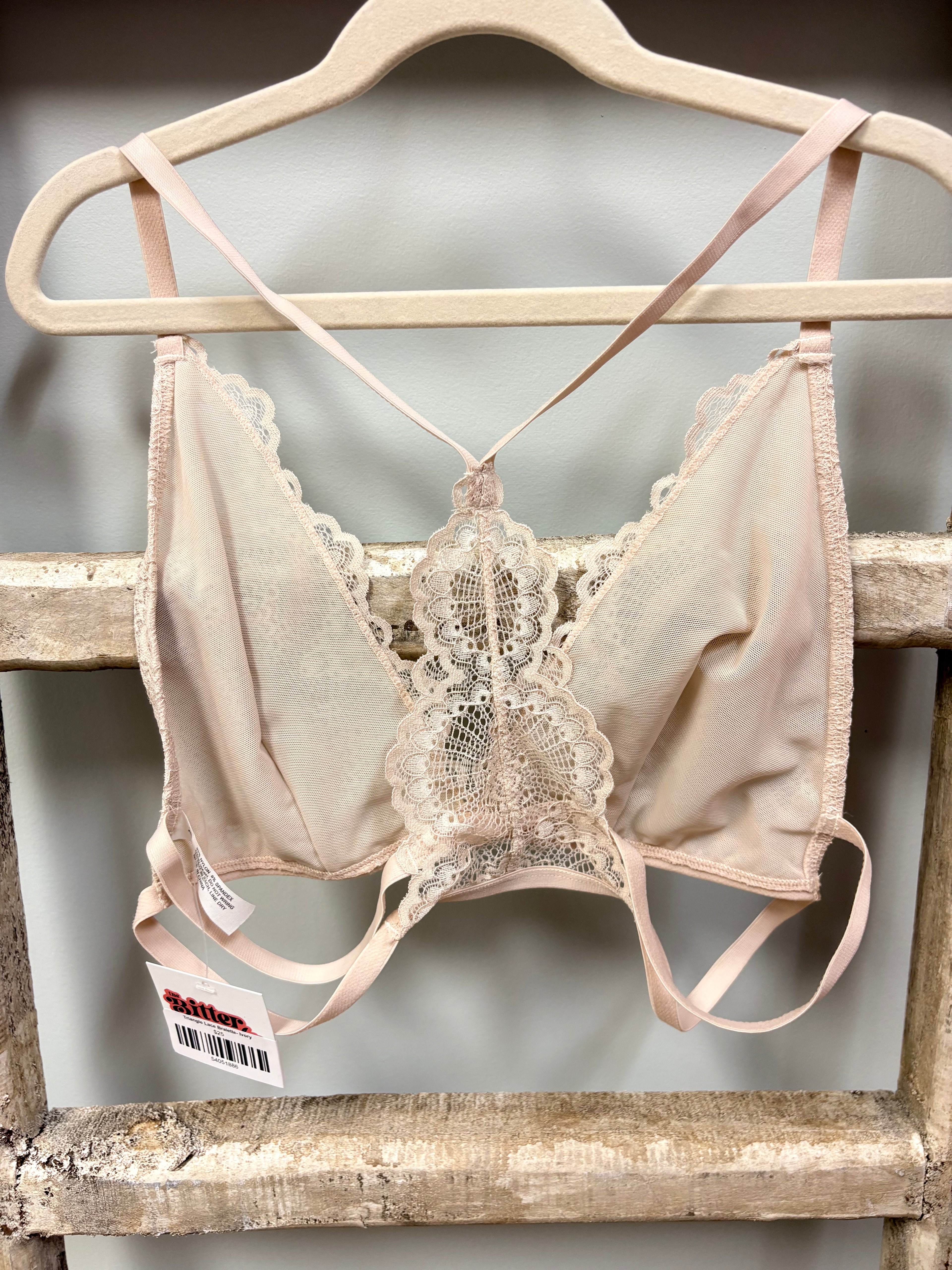 Triangle Lace Bralette- Ivory