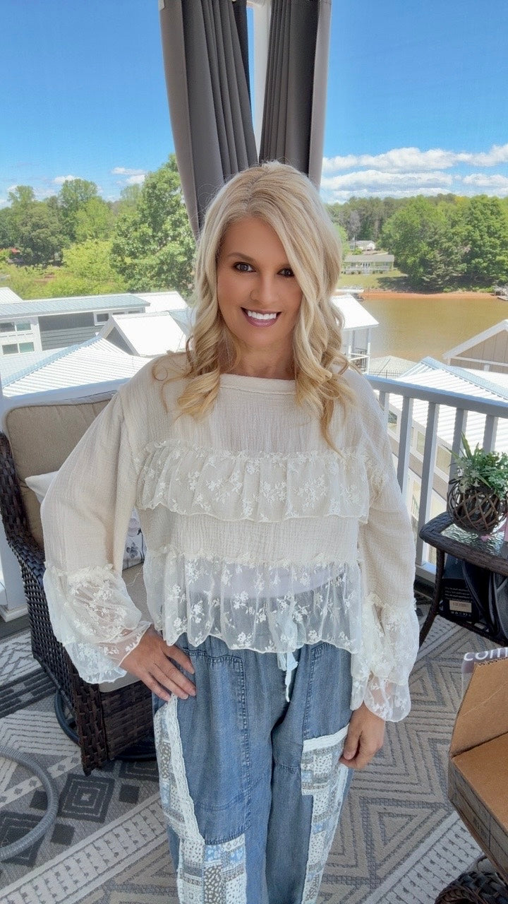 Pol Lace Contrast Top