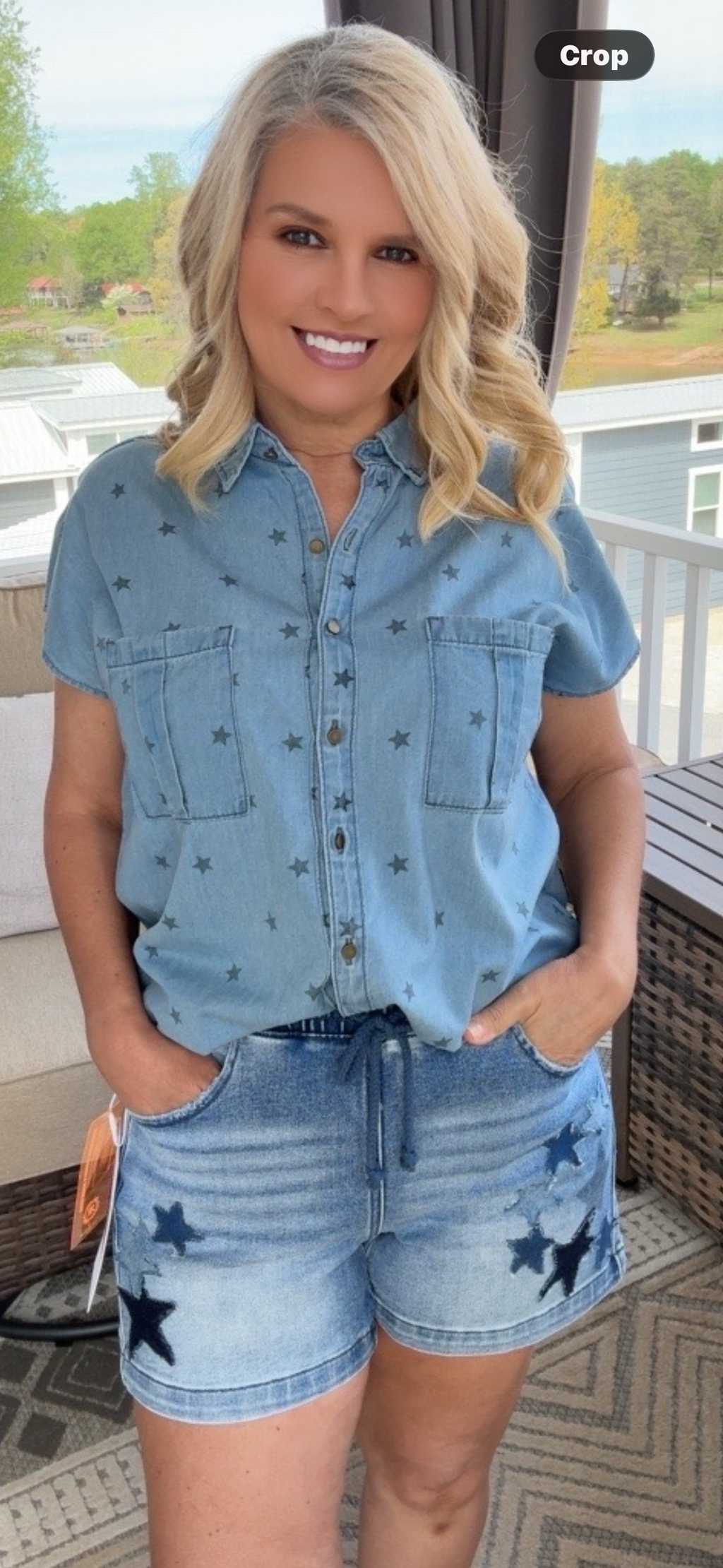 Star Gazer Denim Button-Down Shirt
