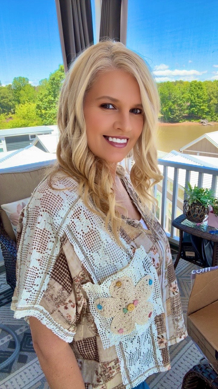 POL Patchwork Boho Crop Top
