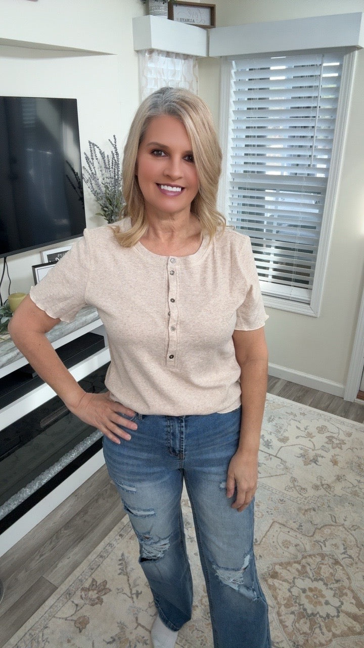 Ribbed Henley Top