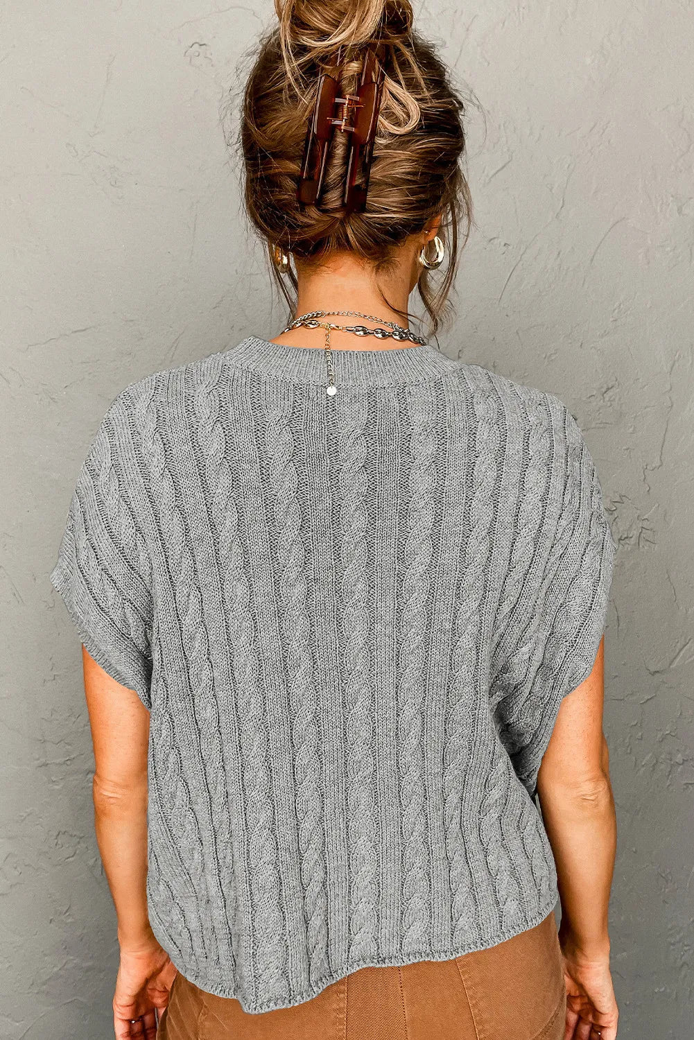 Silver Skies Cable Knit Sweater Top
