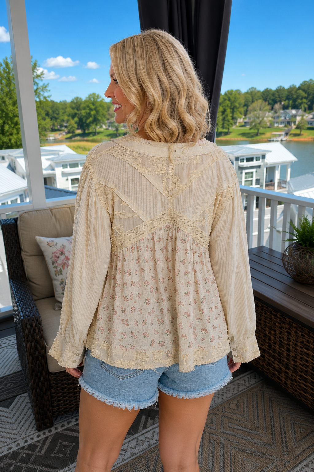 Embroidered Boho Button-Down Top