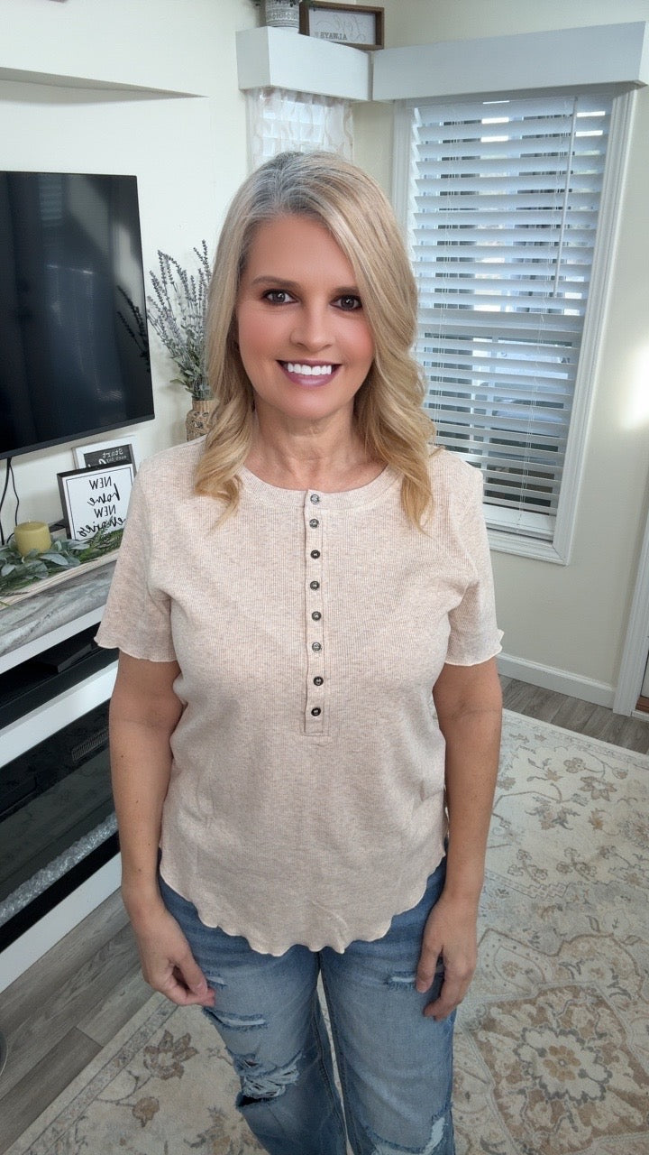 Ribbed Henley Top