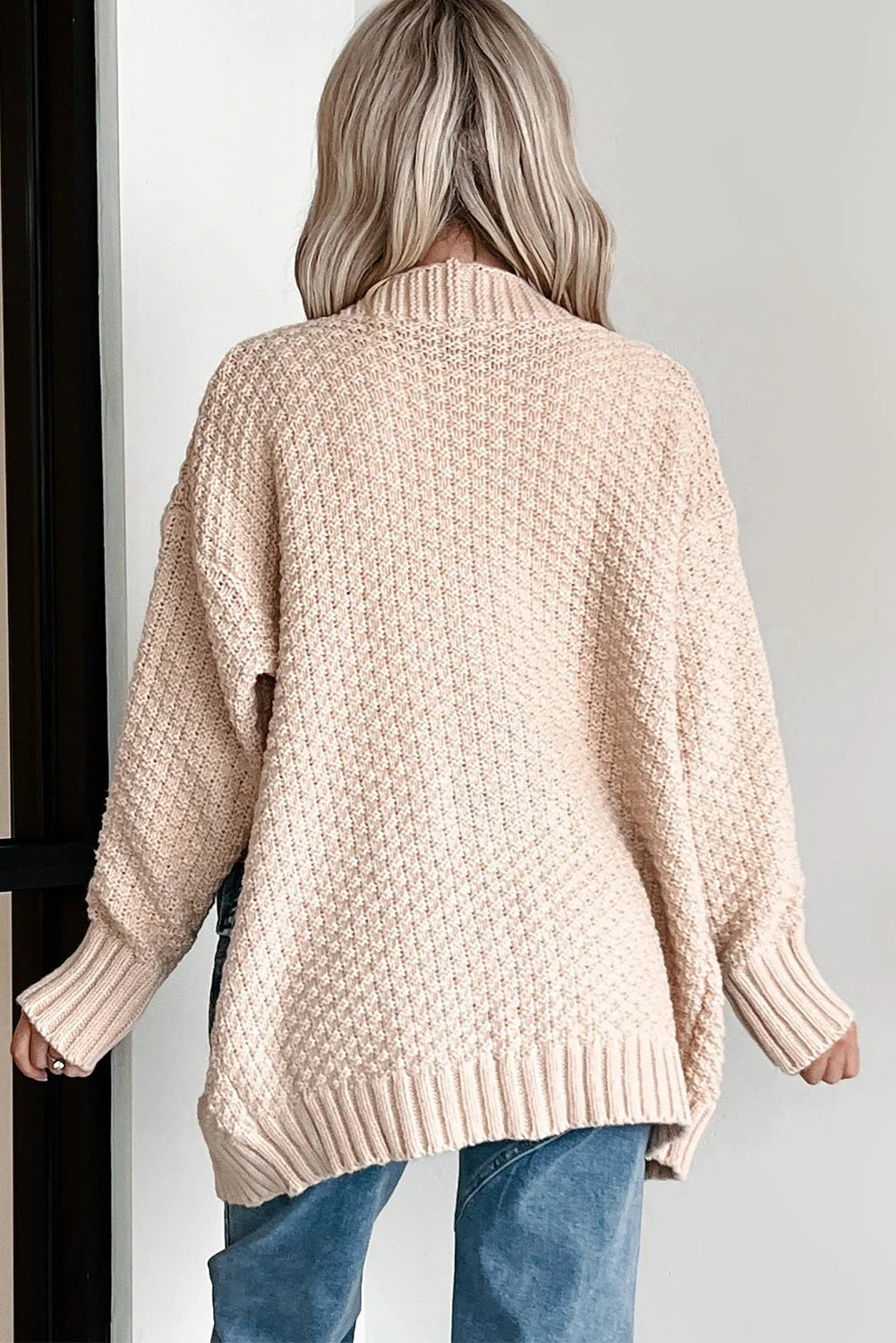 Denim Pocket Textured Knit Cardigan