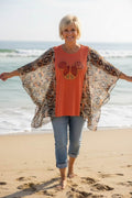 UPCYCLED BOHO PONCHO ONE SIZE MICKEY PEACE SIGN