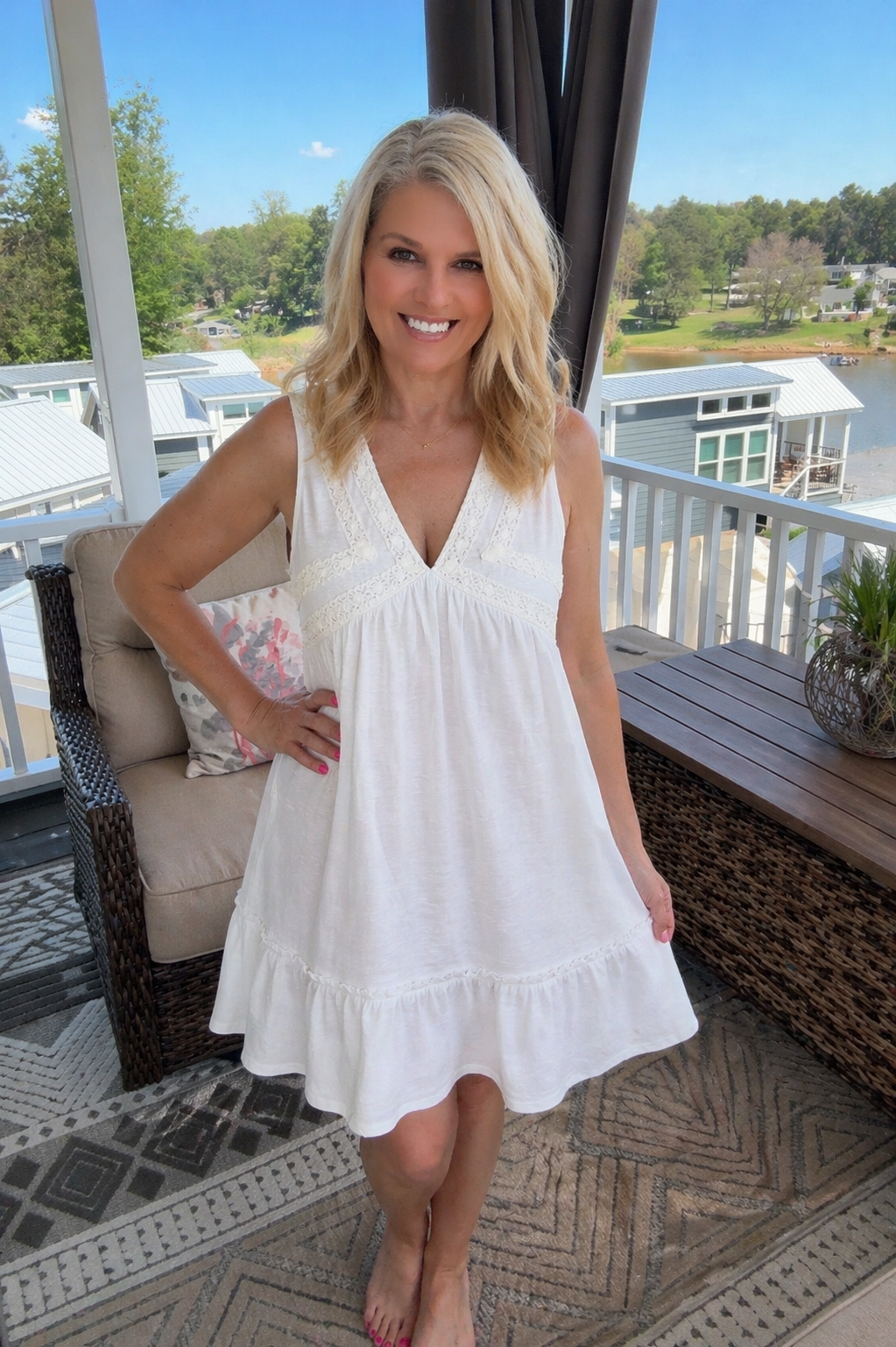 Lace Trim Mini Dress