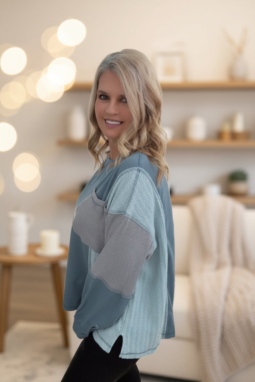 Color Block Thermal Pullover