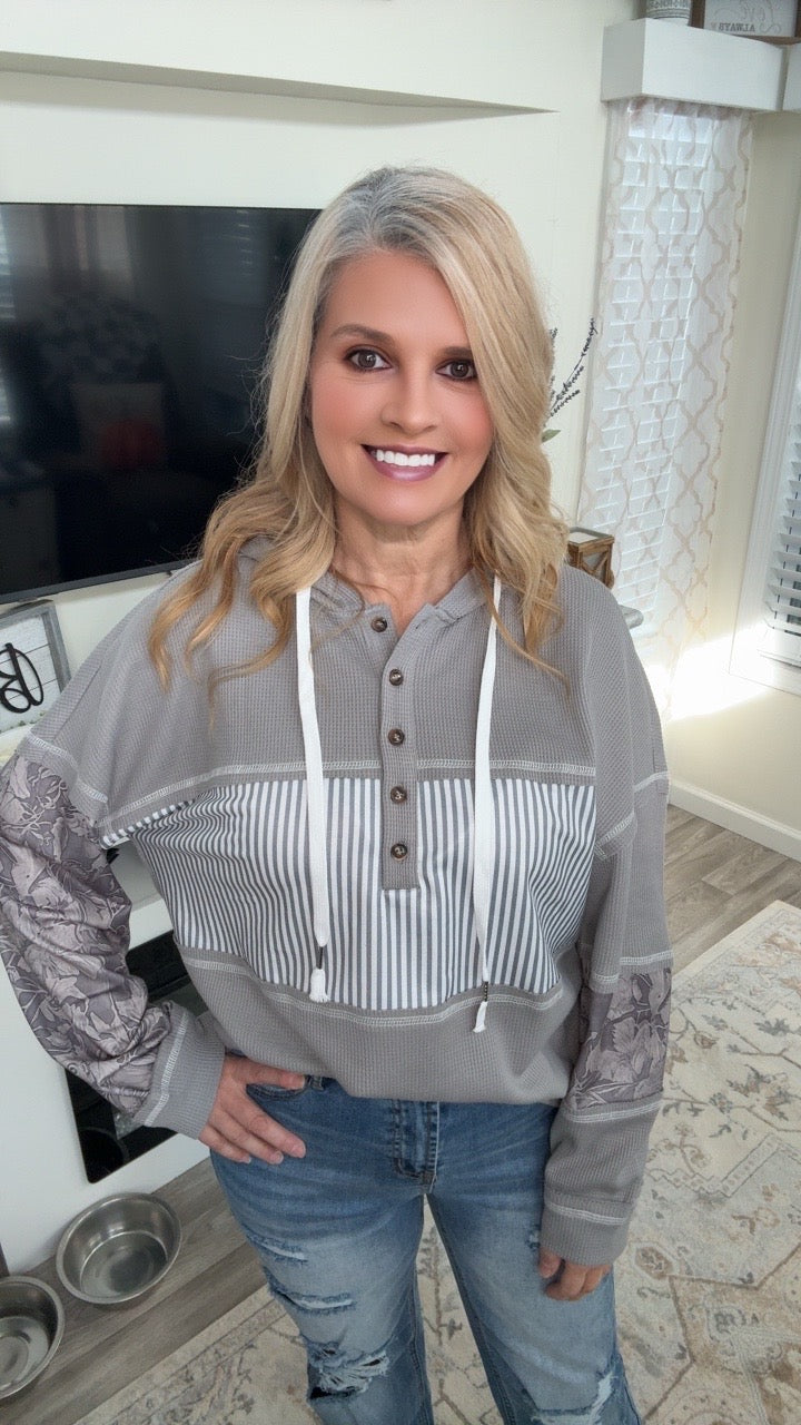 Striped Color Block Hoodie