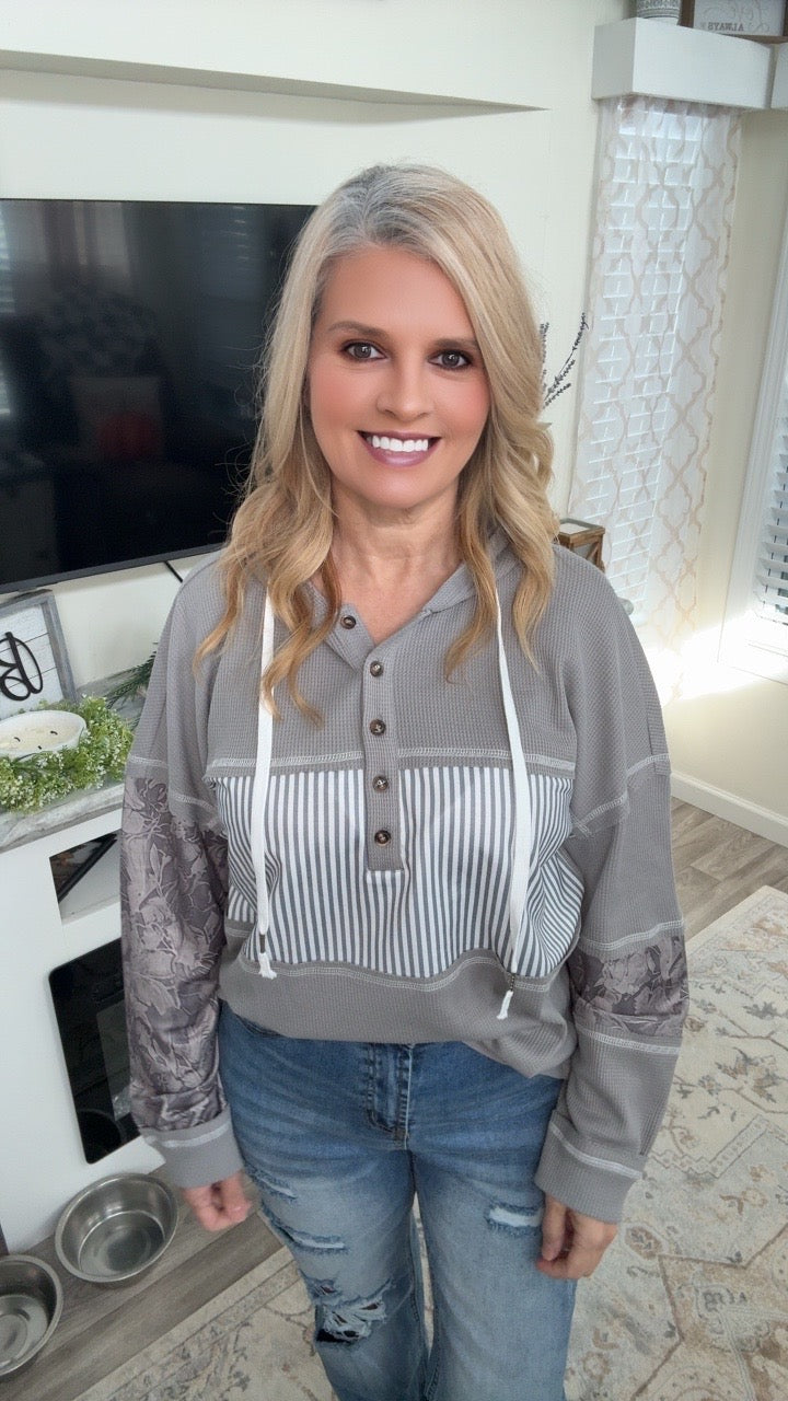 Striped Color Block Hoodie
