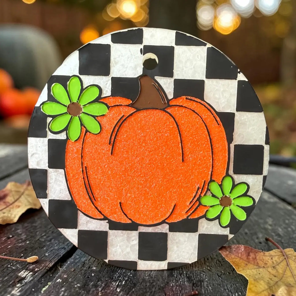 Checkered Pumpkin Freshie Cozy Latte