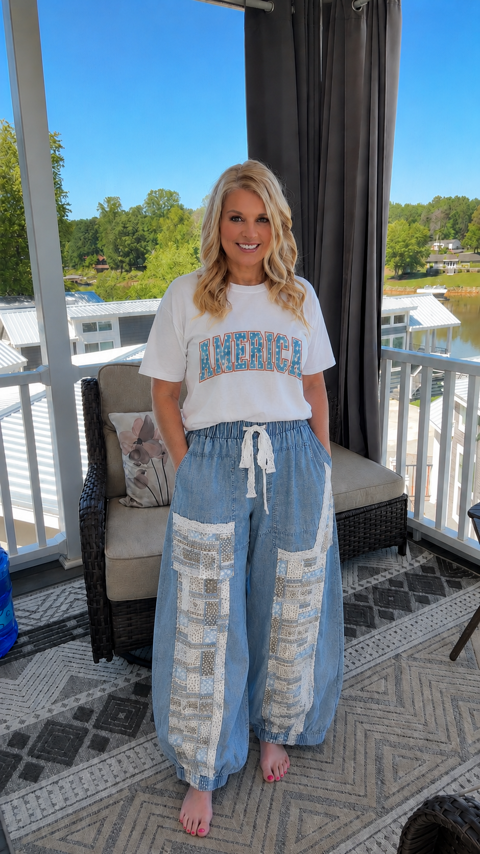Patchwork Denim Jogger Pants