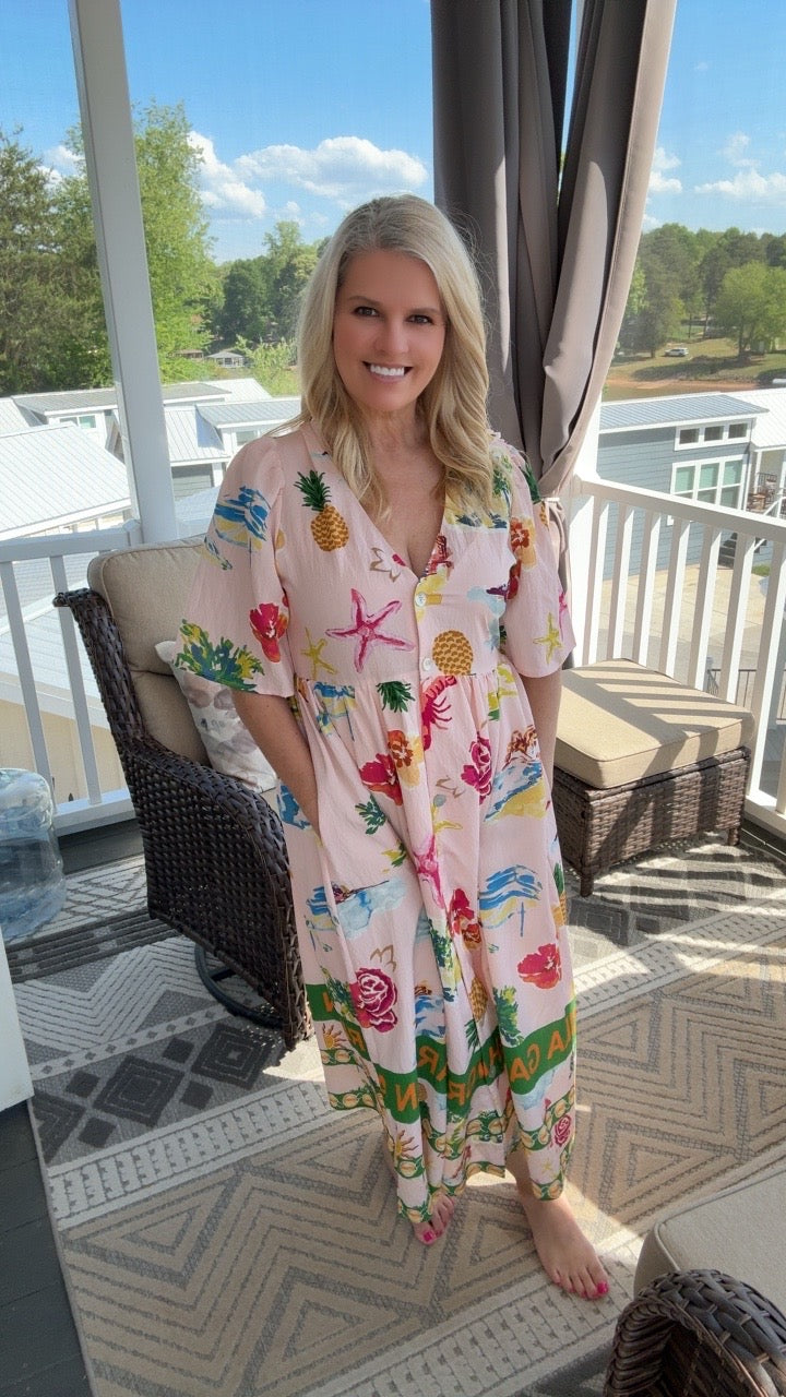 Coastal Print Maxi Dress