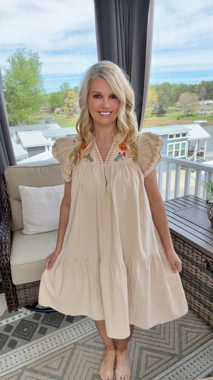 Wildflower Embroidered Babydoll Dress