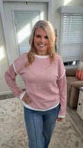 Pink Contrast Trim Sweater