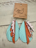 Aqua Leather Earrings