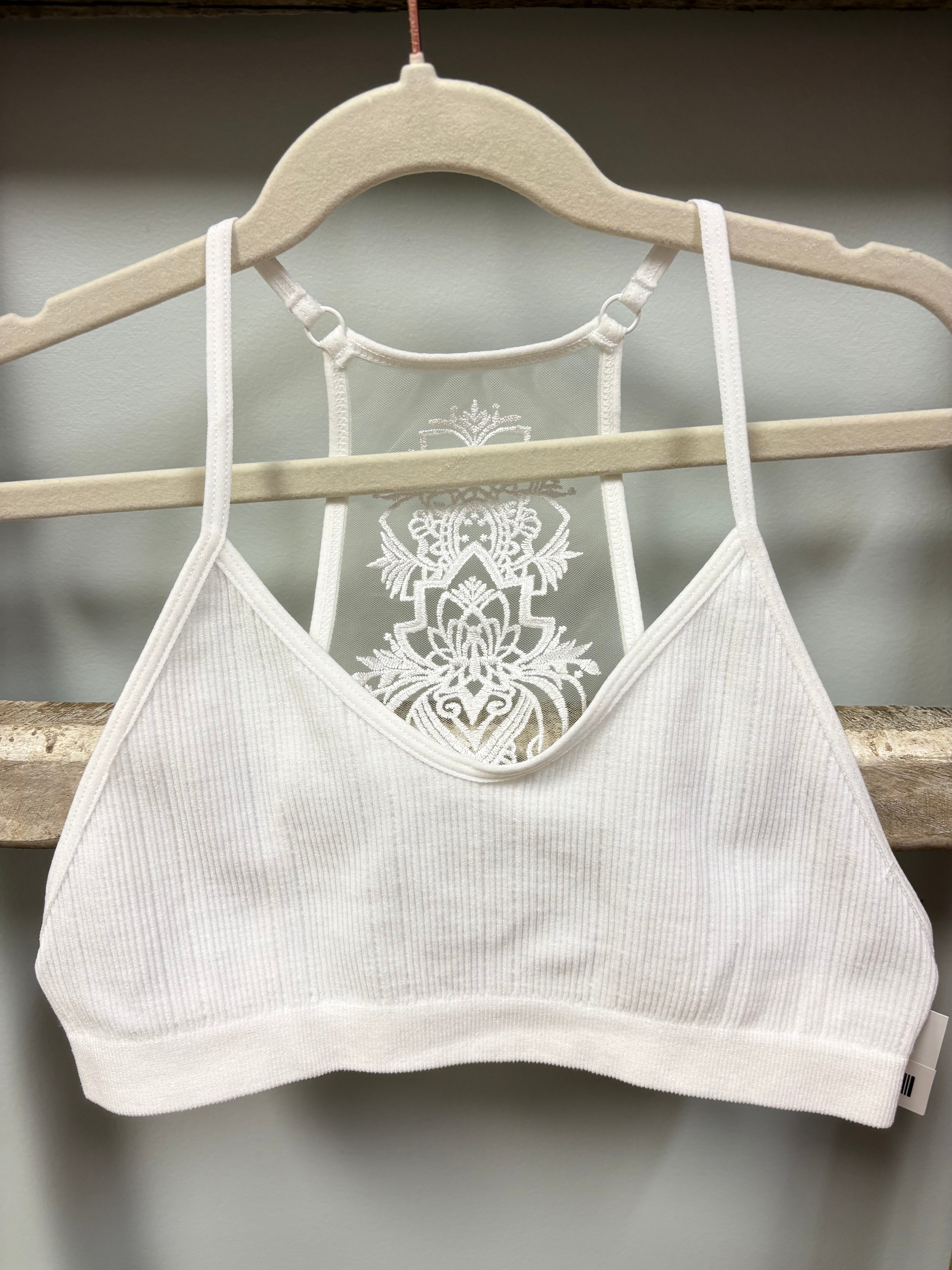 White Mesh Racerback Bralette