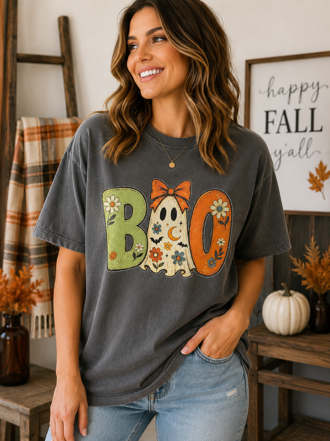 Spooky Blooms BOO Graphic Tee