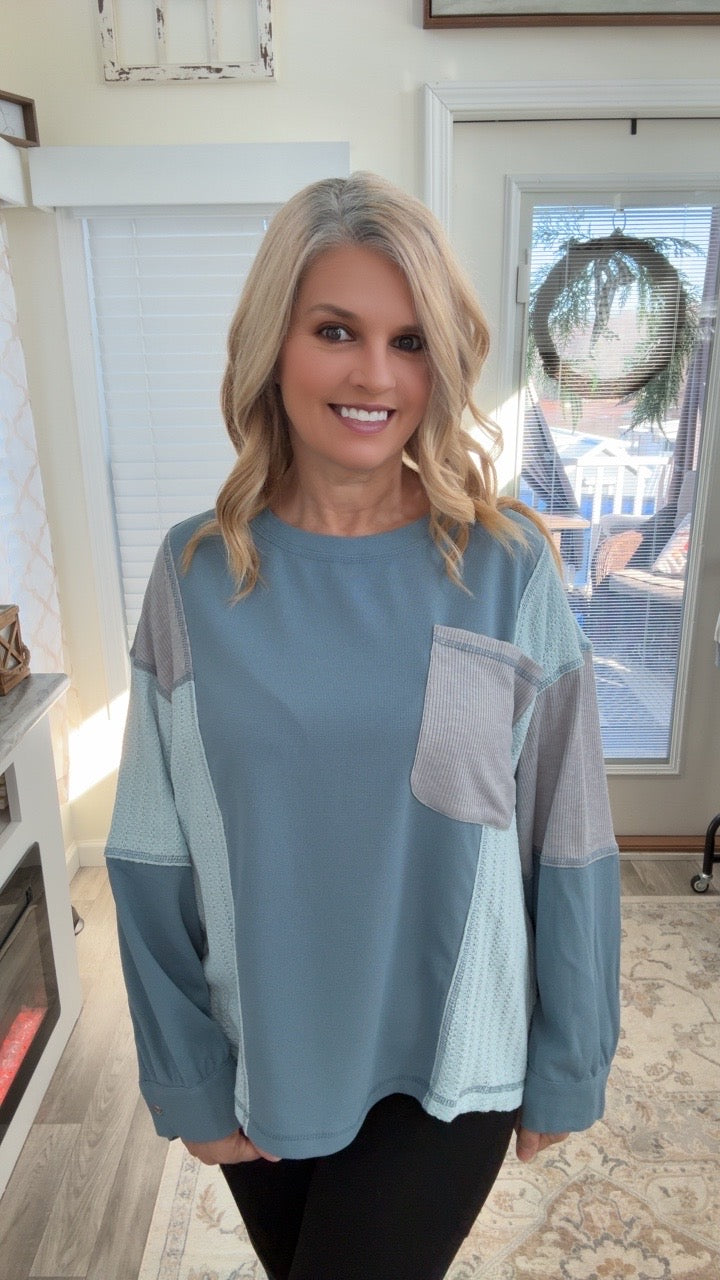Color Block Thermal Pullover