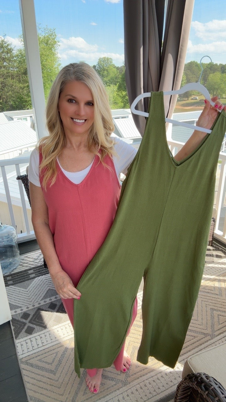 Linen V-Neck Wide Leg Jumper