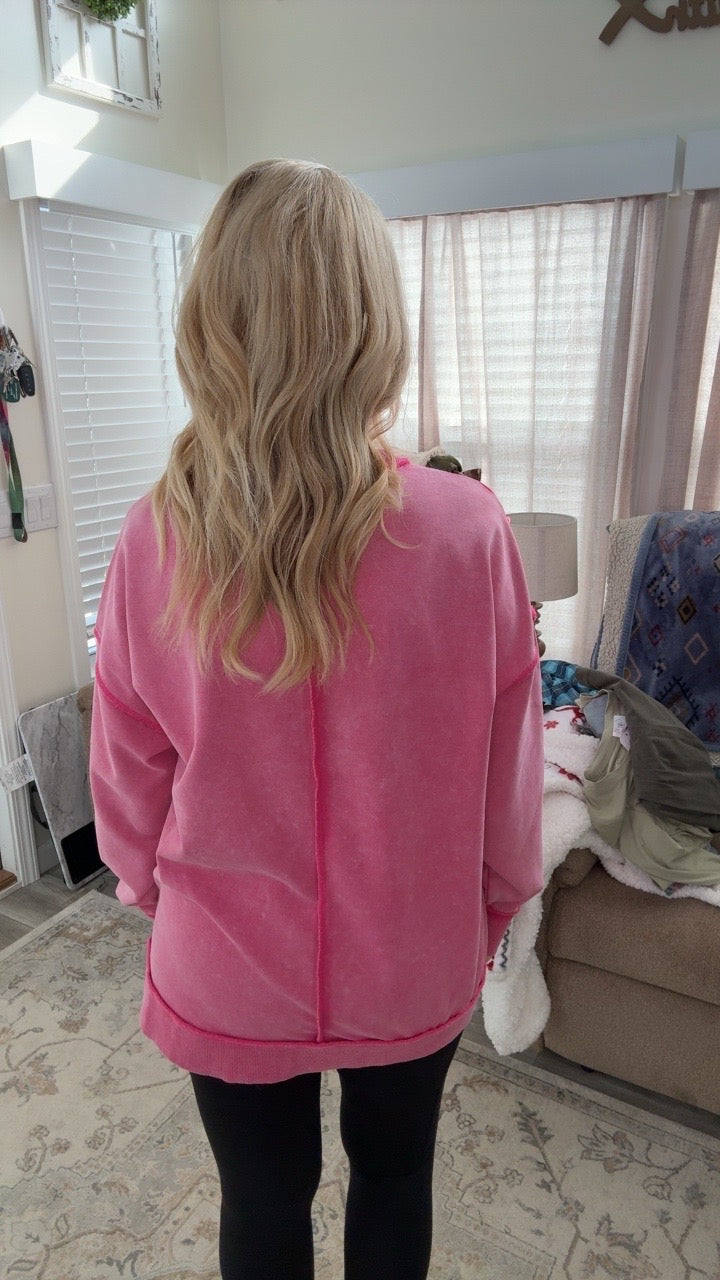Oversized Pink Crewneck Sweatshirt