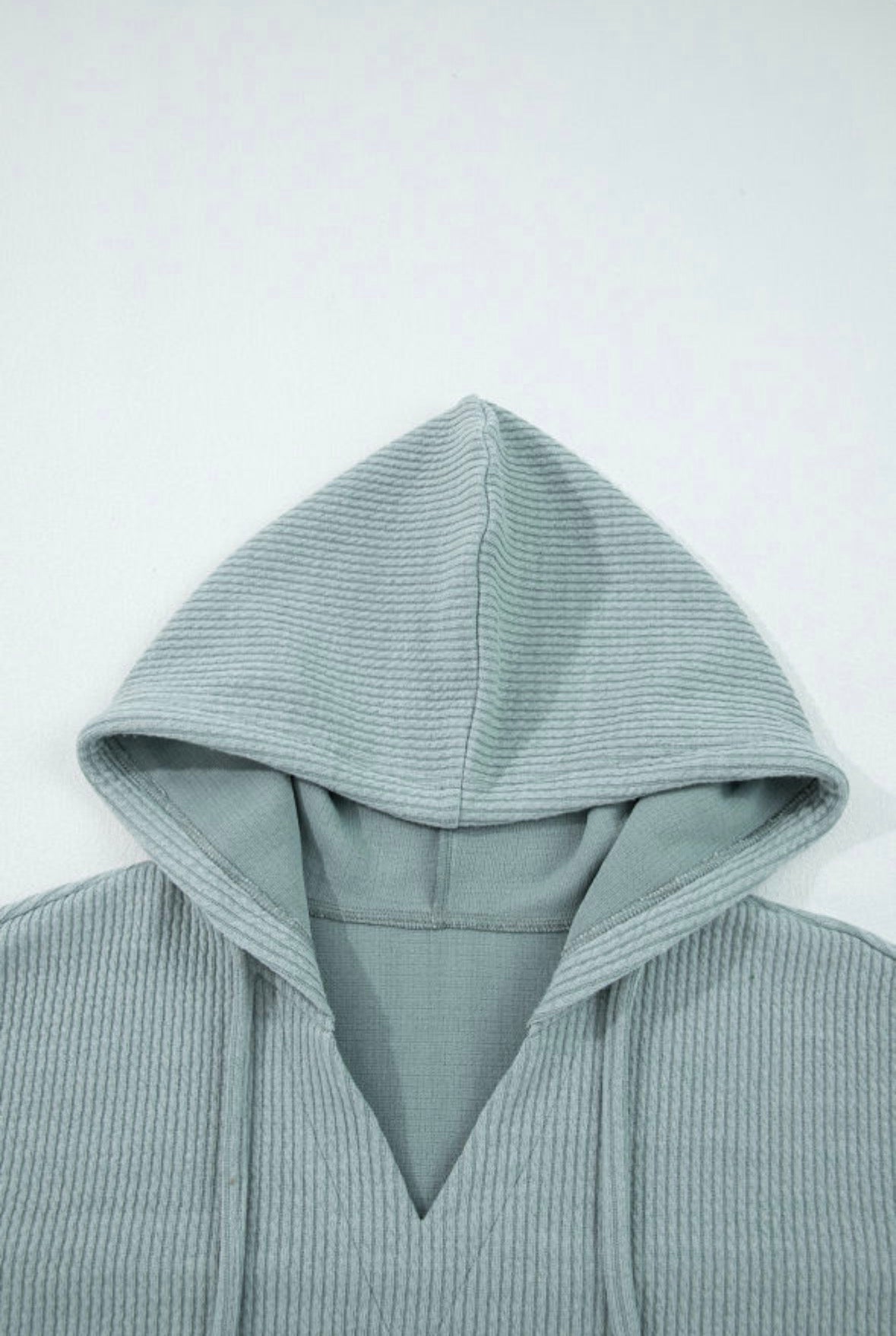 Sage Green Ribbed Hooded Sweater