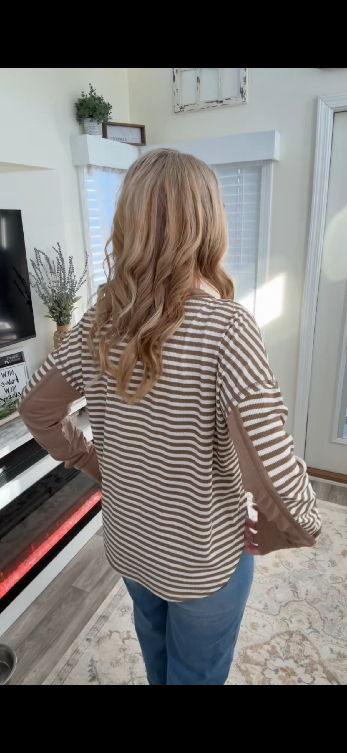 Khaki Stripe Long Sleeve Top
