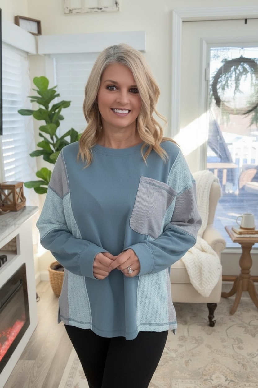 Color Block Thermal Pullover