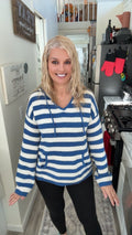 Hooded Striped Knit Sweater