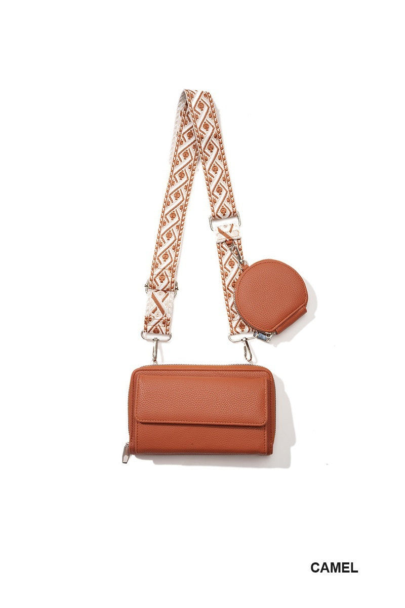 Vegan Leather Crossbody Duo Wallet