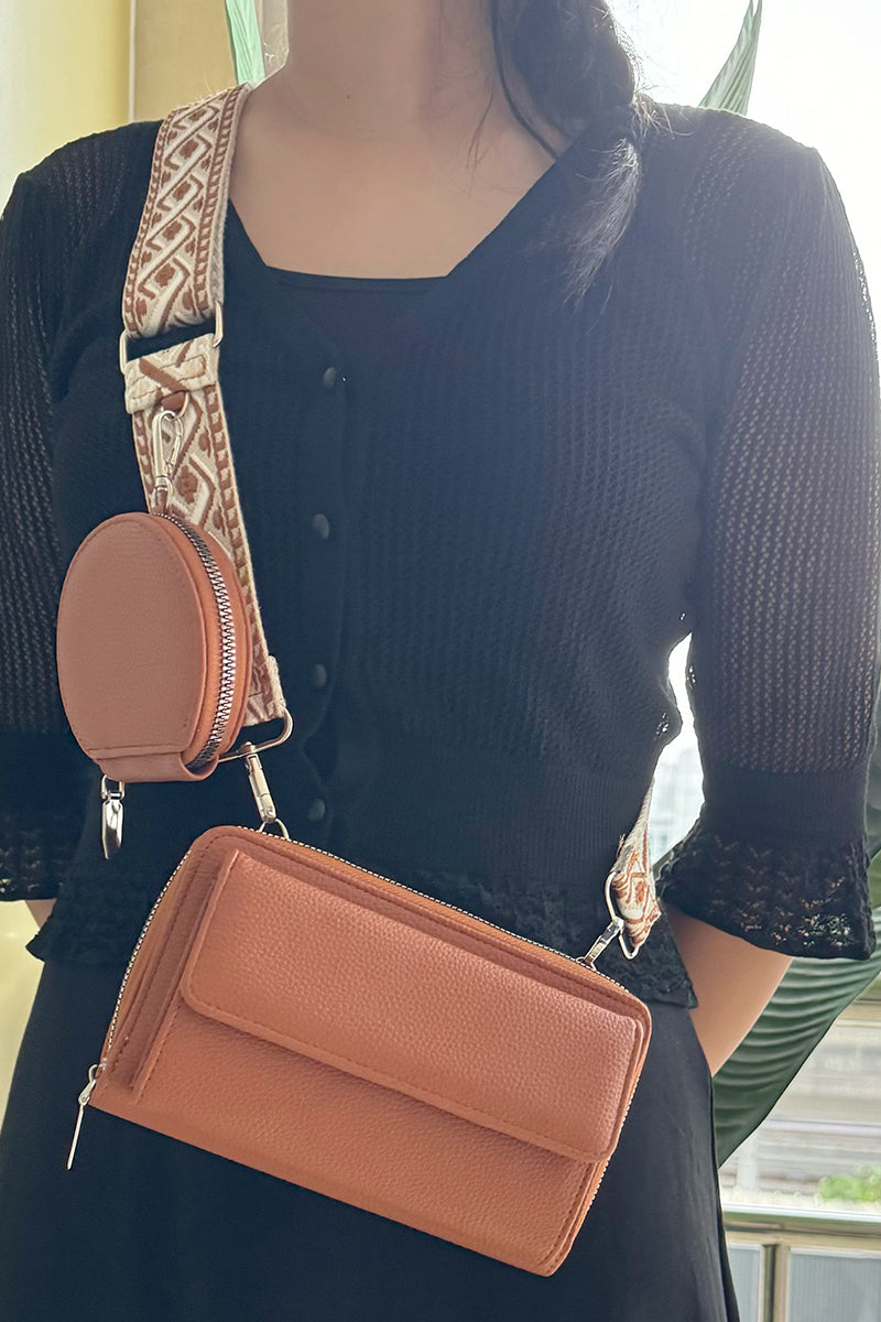 Vegan Leather Crossbody Duo Wallet