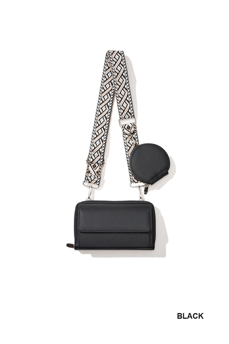 Vegan Leather Crossbody Duo Wallet