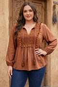 Chestnut Boho V Neck Top