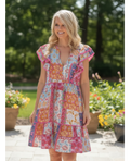 Umgee Patchwork Floral Tiered Dress