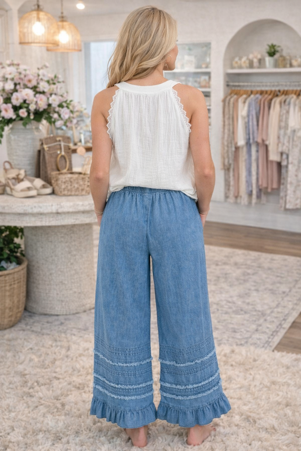Cloud Nine Lace Trim Tank Top