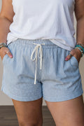 Seersucker Stripe Drawstring Shorts