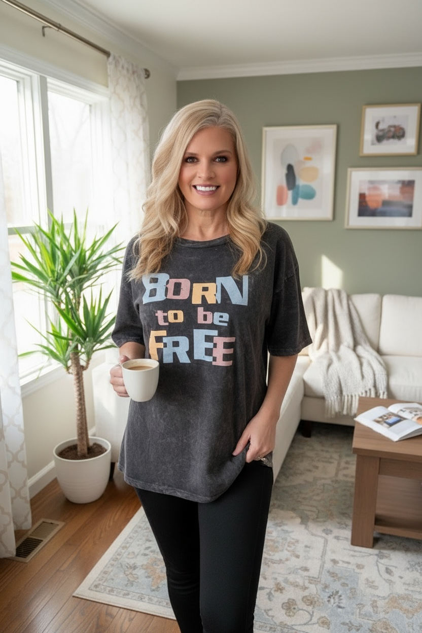 Born to be Free Vintage Distressed Tee