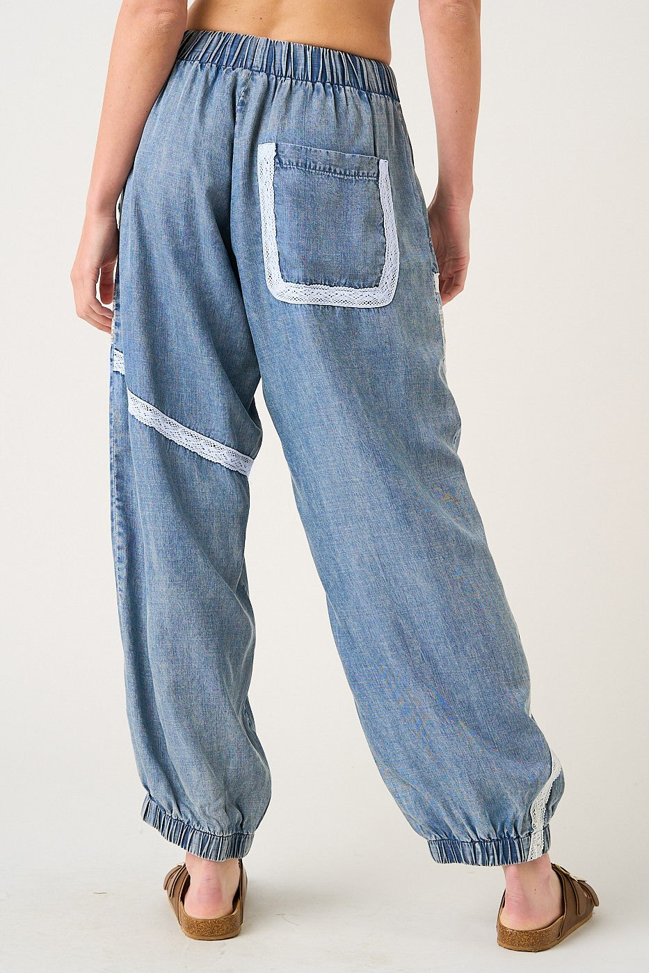 Patchwork Denim Jogger Pants